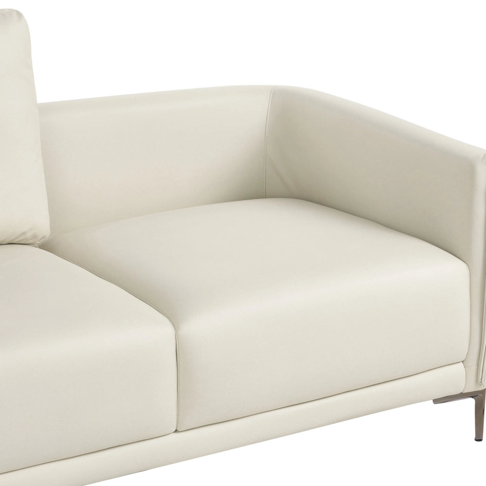 Divano 2 posti beige chiaro imbottito in tessuto con gambe in metallo stile moderno minimalista