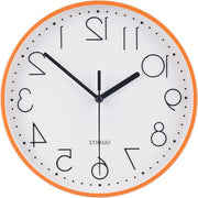 Orologio da Parete 9 Pollici a Cerchio con Numeri Arabi, Facile da Leggere, per Salotto, Camera da Letto e Scuola, Batterie Non Incluso, Colore Arancione
