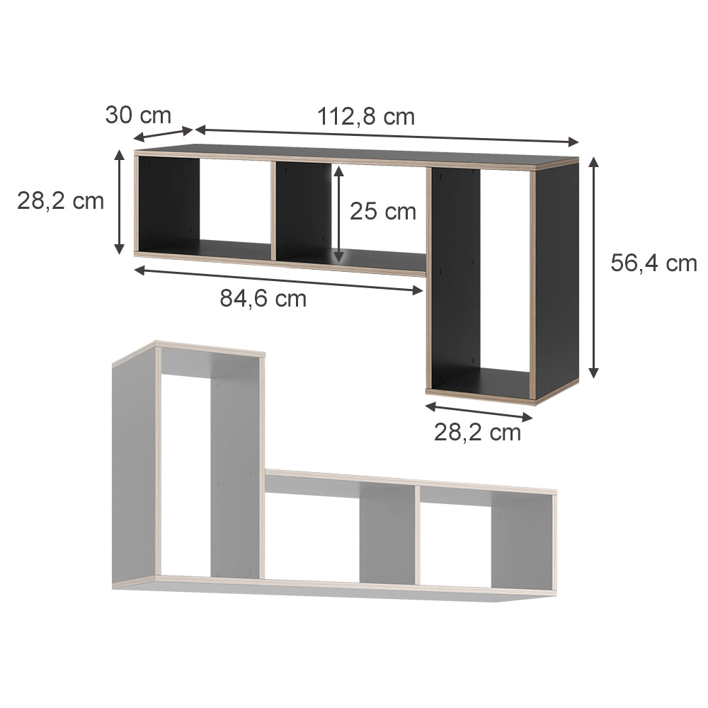 Vicco Libreria Antracite 112.8 x 56.4 cm Set di 2
