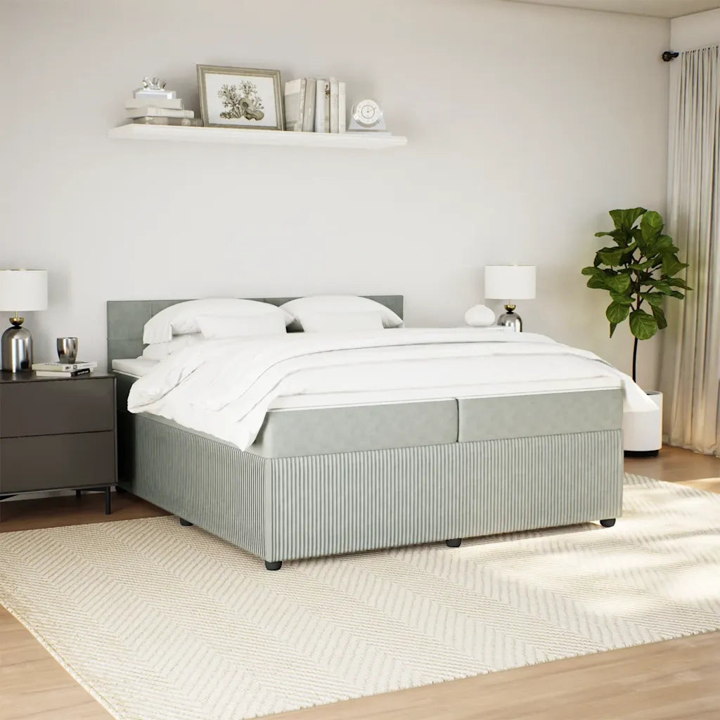 Giroletto a Molle con Materasso Grigio Chiaro 200x200cm Velluto 3287830