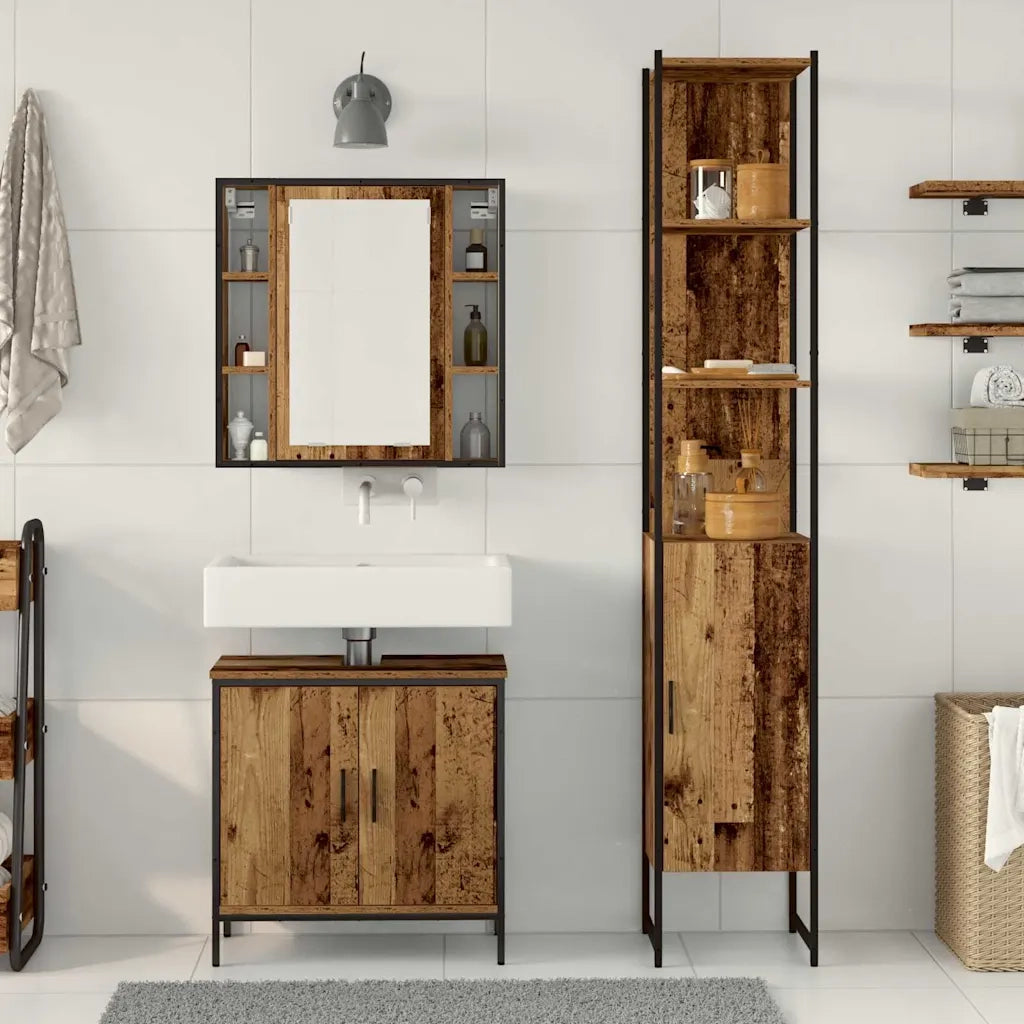 Unità da Bagno con lo scaffale 3 pcs Marrone Legno multistrato 3332554