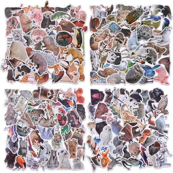 Sticker animaleschi per bottiglia, laptop e cover telefonica - Decorazioni animali jungle 200 pezzi