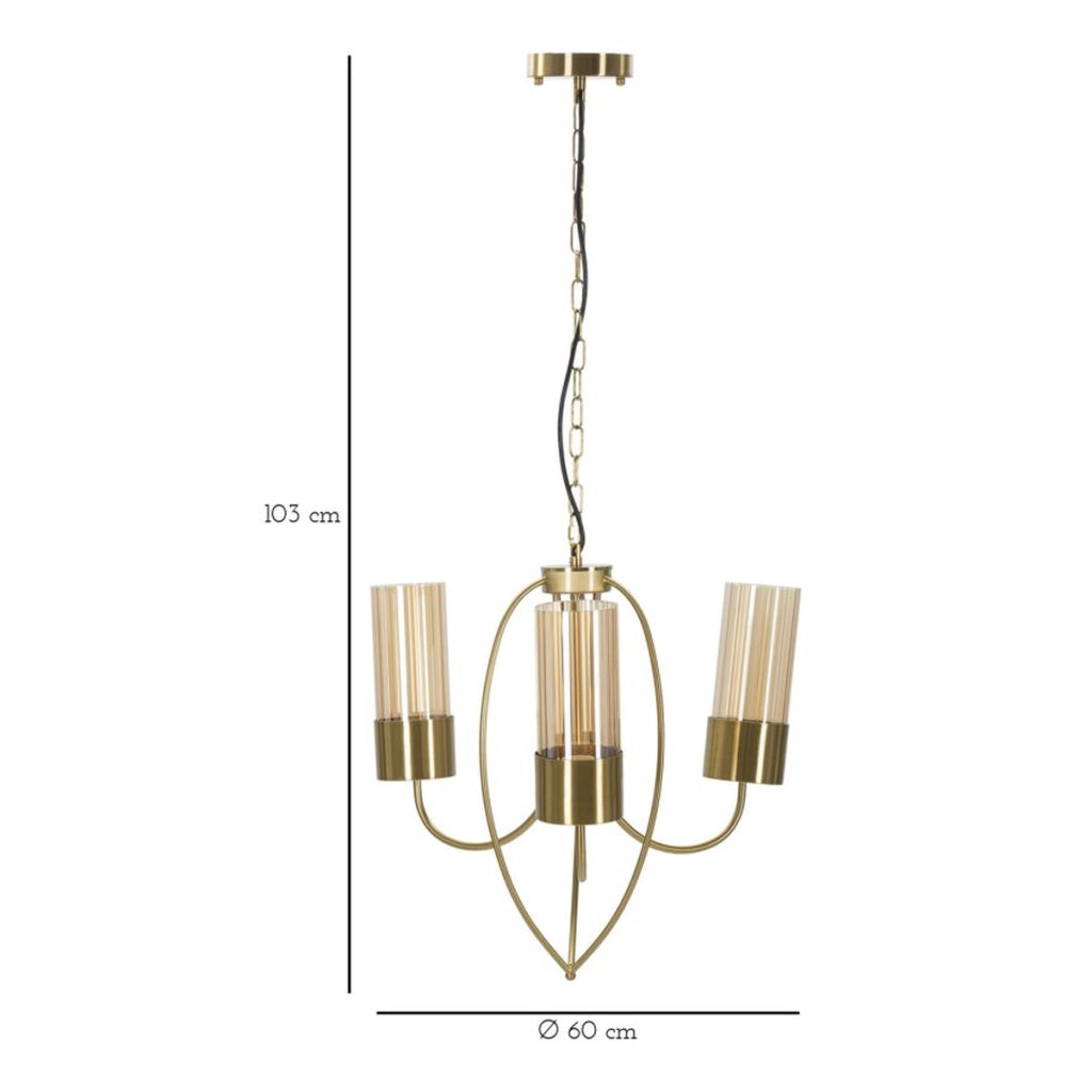 Lampada a Sospensione VKH80, Oro, Metallo, 60x60x103 cm