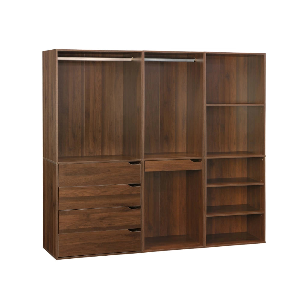 Kit guardaroba modulare decorazione legno 3 elementi, noce
