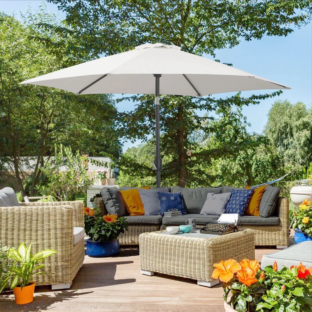 Ombrellone da giardino pieghevole ¨C zephmum ¨C crema, alluminio, ?260x235 cm