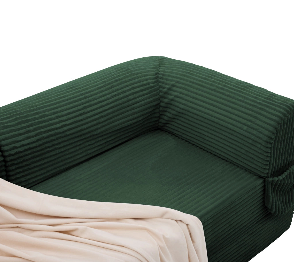 Divano letto 2 posti convertibile in tessuto effetto corda, design salvaspazio per soggiorno e ospiti