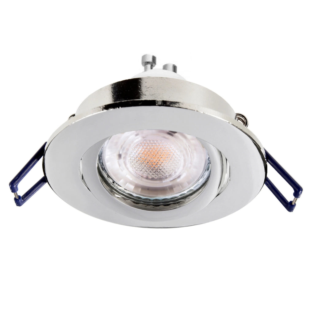 Faretto ad incasso LED 8W GU10 cromato lucido tondo foro 70mm moderno orientabile luce soffitto cucina studio CROMATO 4000K