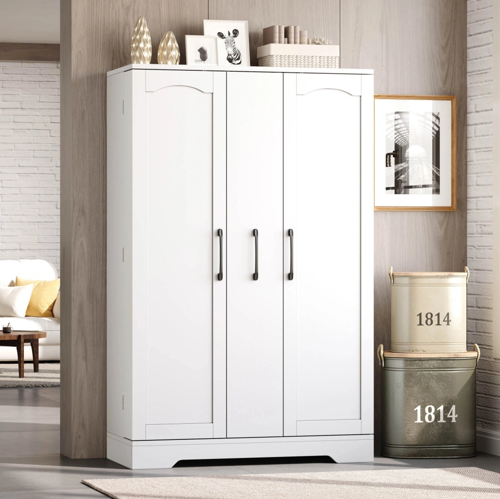 Armadio multiuso da cucina in MDF bianco con ripiani regolabili e vano estraibile