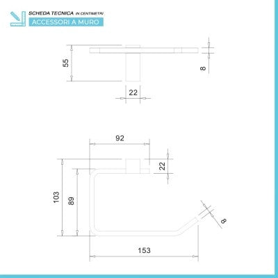 Set accessori a muro 6 pezzi in acciaio cromato e viti incluse  Unica