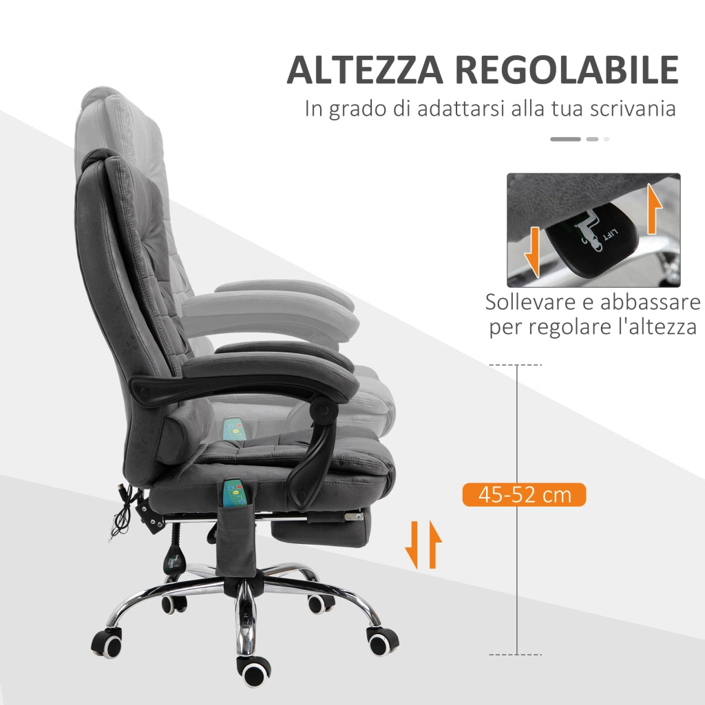 Poltrona Reclinabile Massaggiante con Riscaldamento ¨C Zephmum ¨C Grigio