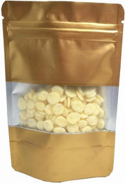 50 sacchetti Mylar con finestra - contenitori di conservazione alimentare a stand-up - sacchetti con cerniera - imballaggio chiuso - 12 x 20 cm - oro