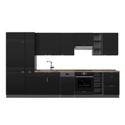 Cucina componibile Fame-Line Nero rigato/Antracite 355 cm, PL Rovere Vicco