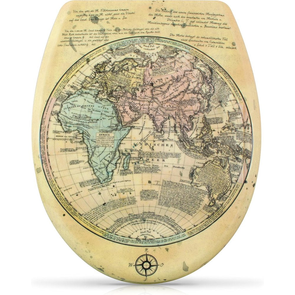 sedile wc con abbassamento automatico antica mappa del mondo