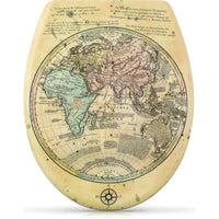 sedile wc con abbassamento automatico antica mappa del mondo