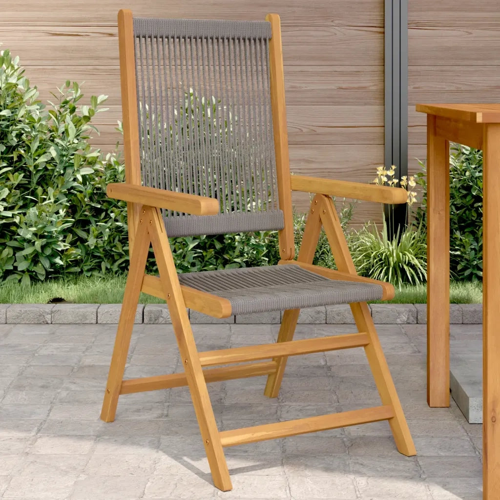 Sedie Giardino 2 pz | Sedie da Esterno Grigie Legno Massello Acacia e Polipropilene