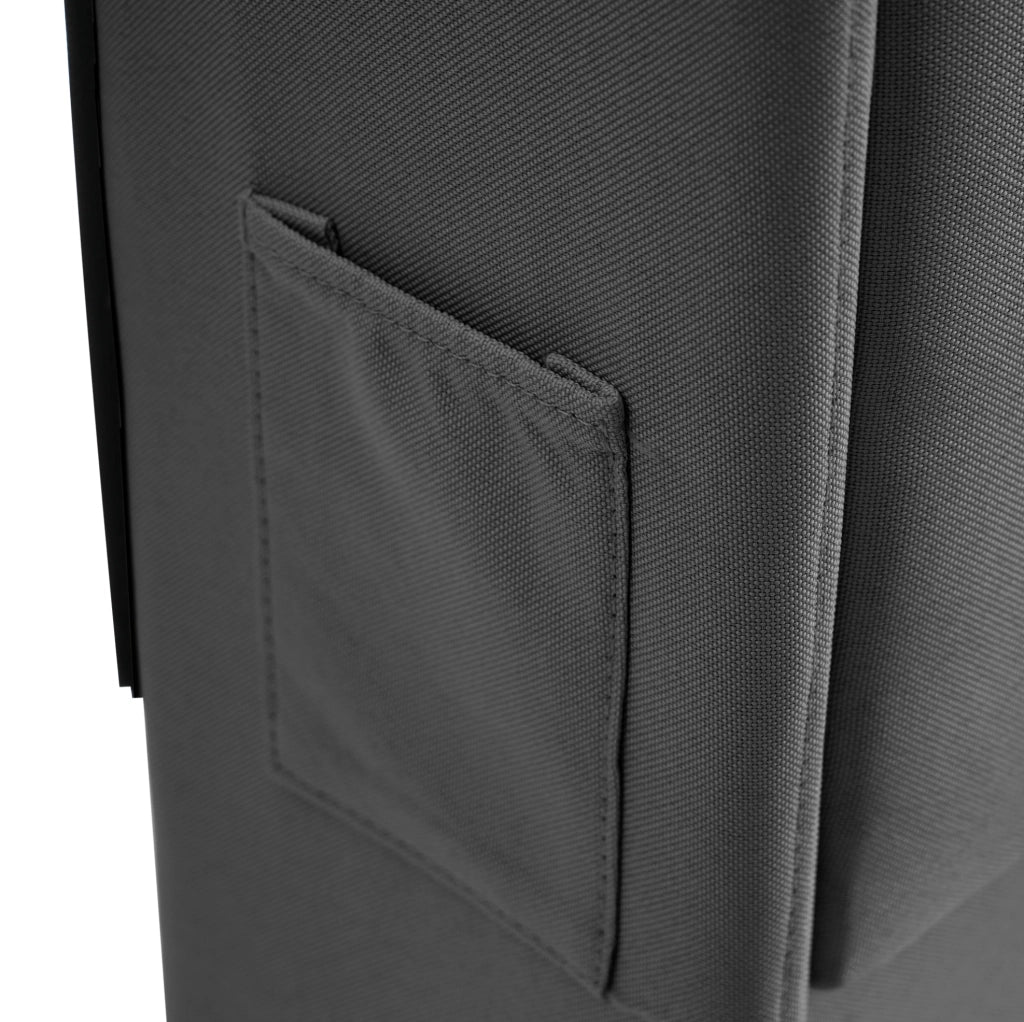 Letto matrimoniale 180x200 cm in lino grigio con contenitore; testiera con USB e LED