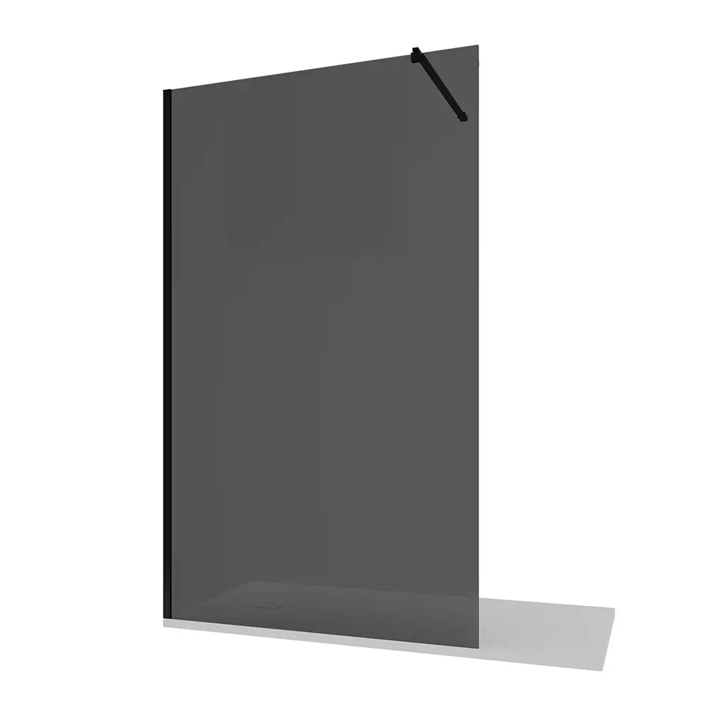 Doccia walk-in 110cm vetro temperato anticalcare 10mm fumé profili neri | Naxos