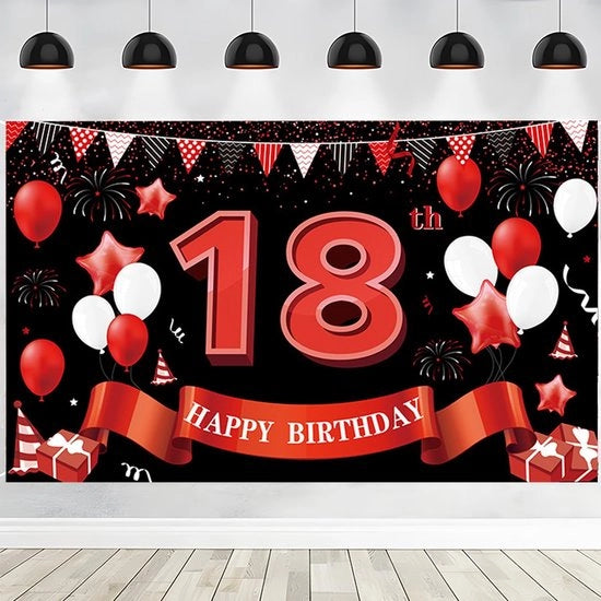 Decorazione di Festa per 18 Anni - Banderuola - 180x110cm - Polyester - Decorazione per Ragazzi/Ragazze - Colori Vivaci
