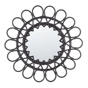 Specchio da parete con cornice in rattan Nero ø 60 cm a raggiera da appendere alla decorazione del soggiorno