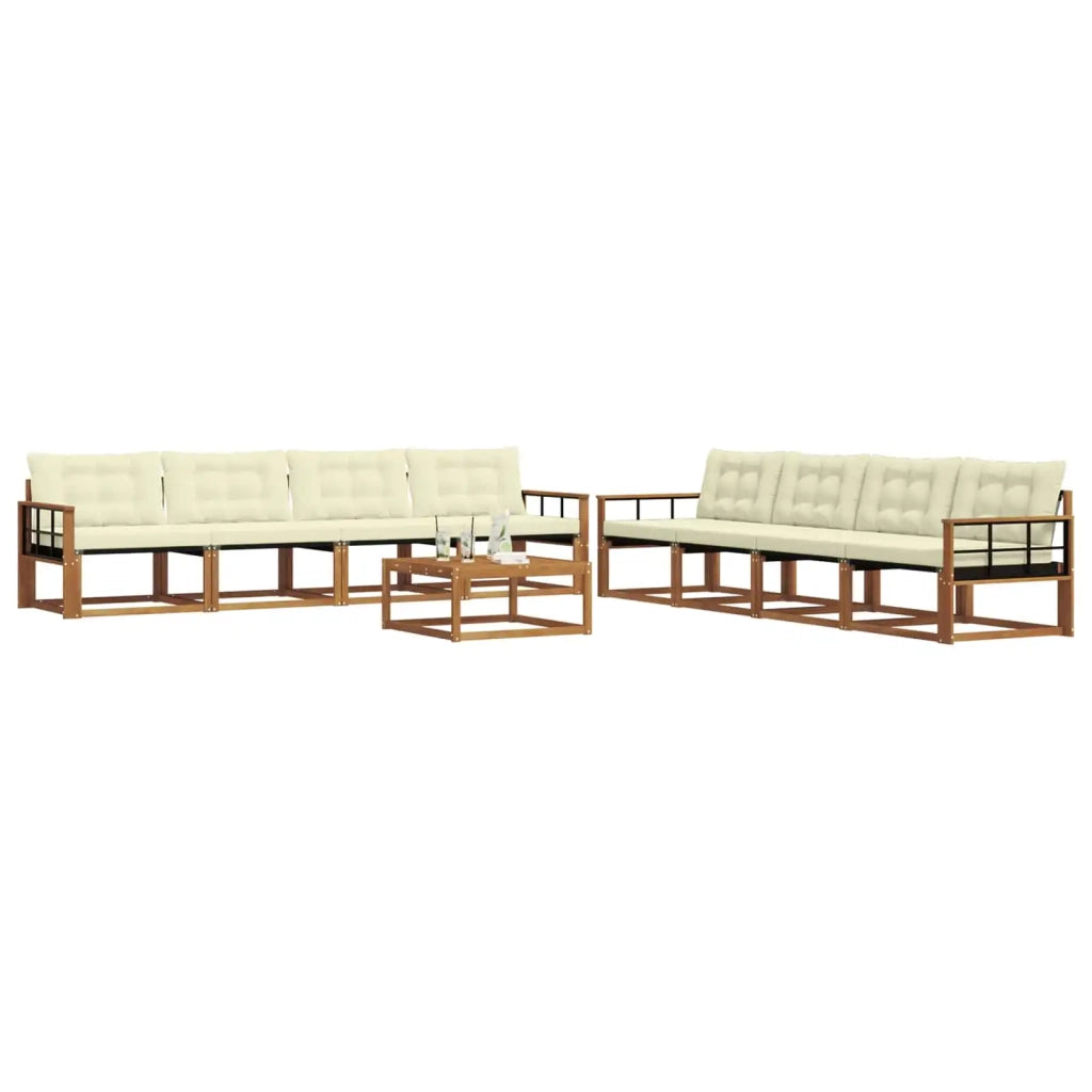 Set di divani da esterno con cuscino 9 pcs Naturale e Crema