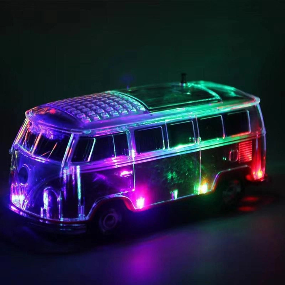 Trade Shop - Cassa Altoparlante Bluetooth Forma Furgoncino Retrò Portatile Con Luci Led Radio Fm Usb -