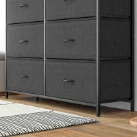 Cassettiera 10 Cassetti Moderna in Tessuto non Tessuto, Acciaio e MDF, 100x30x100 cm, Nera