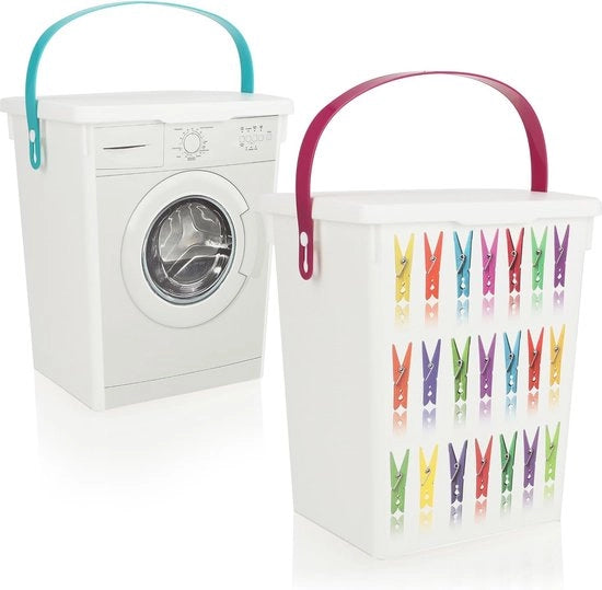 Cassa di Stoccaggio Portatile con Coperchio e Maniglia per Articoli Domestici – Set da 2 Unità