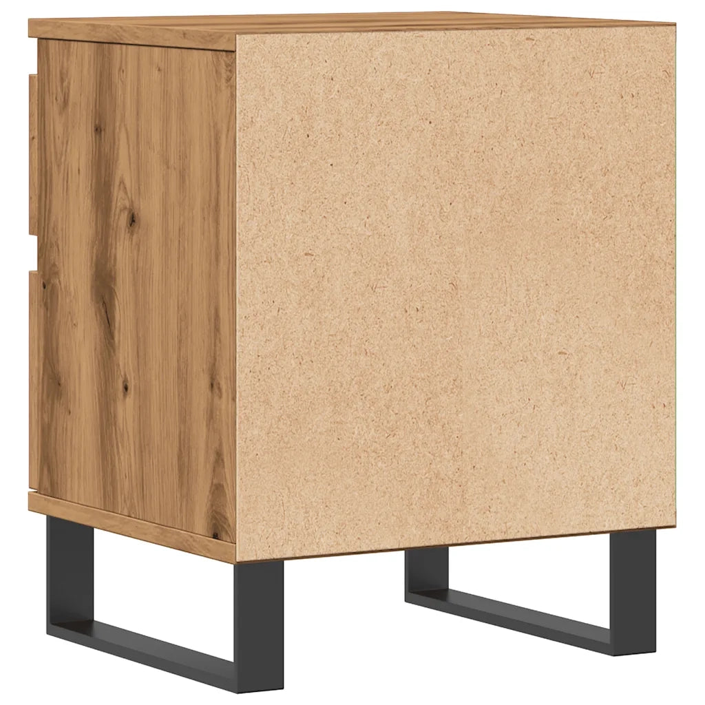 Comodino | Armadio da Notte | Mobiletto da notte Rovere Artigianale 40x35x50 cm in Legno Multistrato