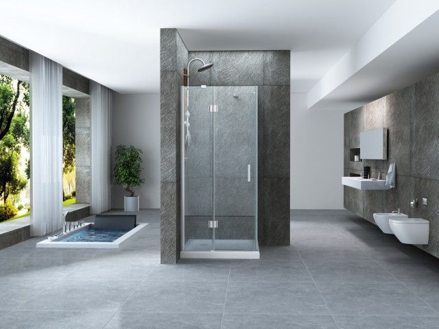 Box doccia Cristallo 8 mm due lati fisso piu' battente con maniglia - Misura: 80 x 140 x h195