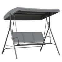 Dondolo da Giardino a 3 Posti con Baldacchino, Dondolo da Esterno in Acciaio e Tessuto Poliestere, 175 x 118 x 159cm Grigio