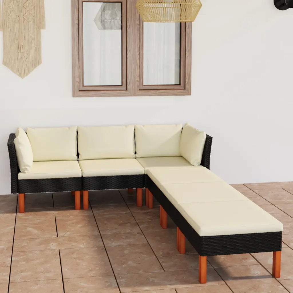 Set Divani da Giardino 6 pz con Cuscini in Polyrattan Nero cod mxl 39770