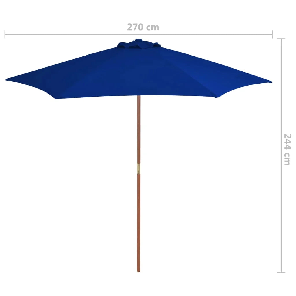 Ombrellone da esterno con palo in legno 270 cm blu 02_0008256