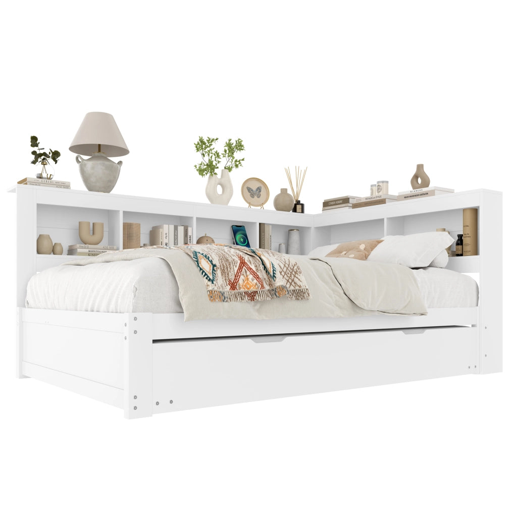 Letto divano con letto estraibile in MDF e pino 140x200 cm