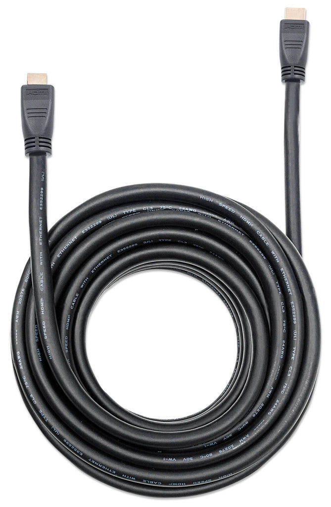 Cavo HDMI CL3 High Speed con Ethernet A/A M/M 10m Nero