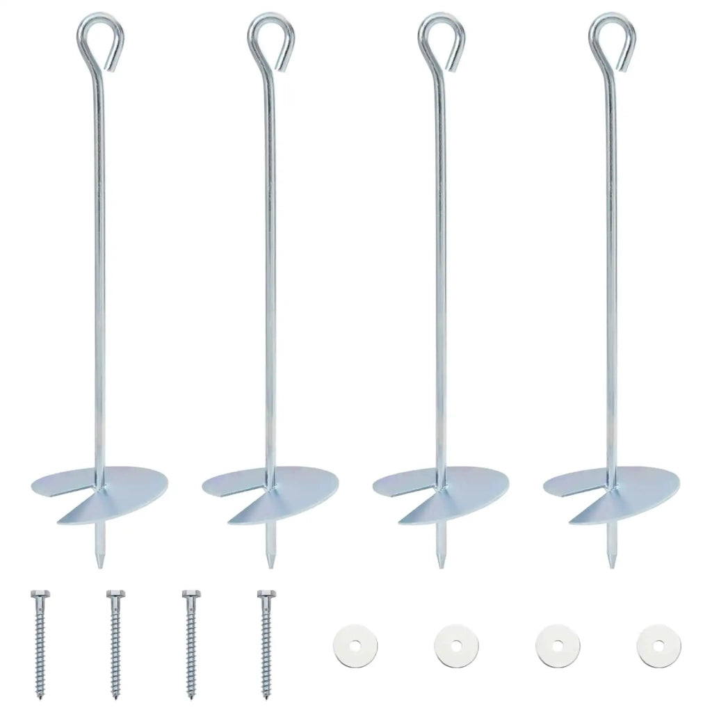 Ancora per Terra 4 pcs Argento Ø10 x 40 cm Metallo Galvanizzato