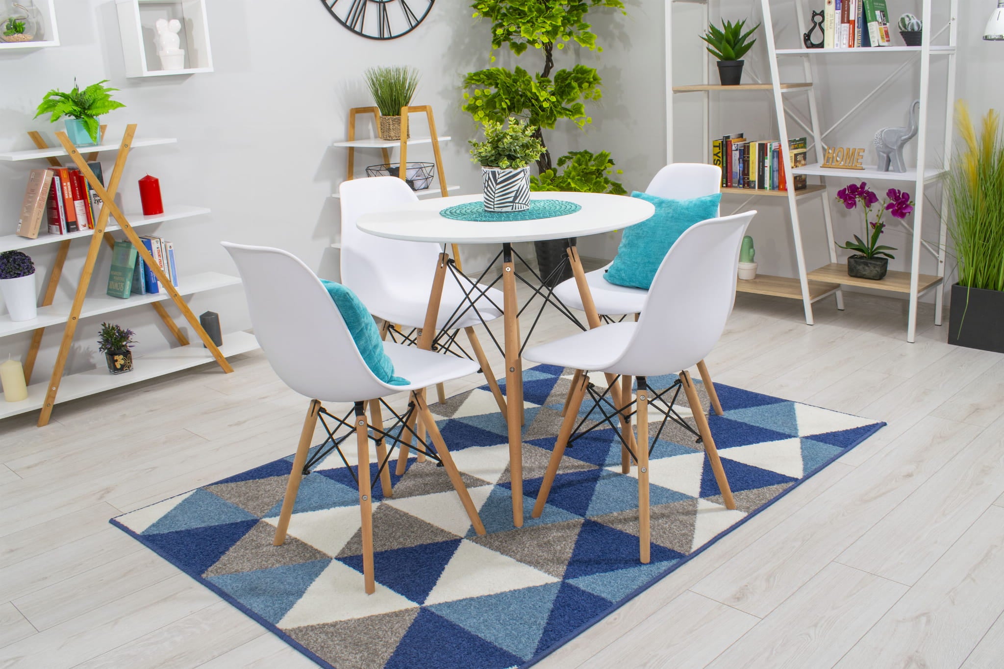 Set da pranzo Valora | Tavolo rotondo bianco KOVA da 80 cm + 4 sedie bianche OSAKA