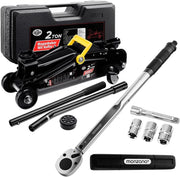 Cric Idraulico a Carrello 2t 135-330 mm Cambio Gomme Chiave Dinamometrica 6pz. 1/2' 40-210Nm