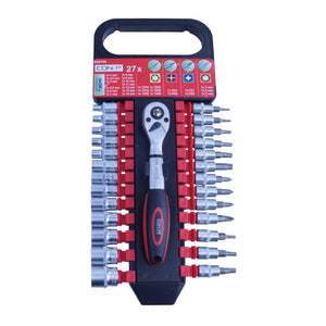 Cricchetto con Inserti a Bussola TX PH PZ Esagonali Set 27 pz Masidef