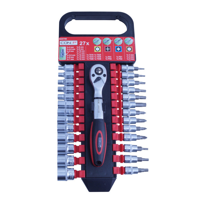 Cricchetto con Inserti a Bussola TX PH PZ Esagonali Set 27 pz Masidef