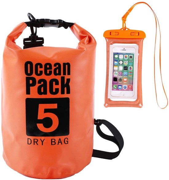 Borsa in Gomma 5L - Borsa Idrorepellente - Cinturino Regolabile - Ideale per Canoa - Adatta per Pescare - Fondello Circolare - Borsa Idrorepellente