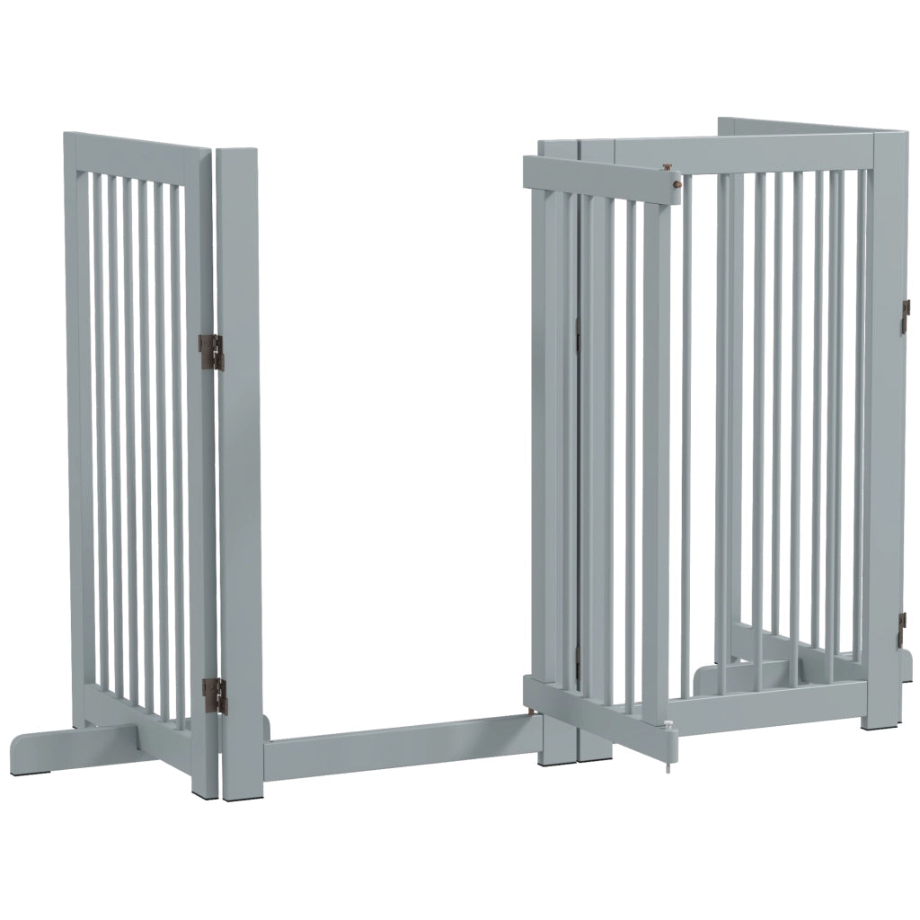 Cancello per Cani ¨C zephmum ¨C Legno, Grigio, 220x36x91cm