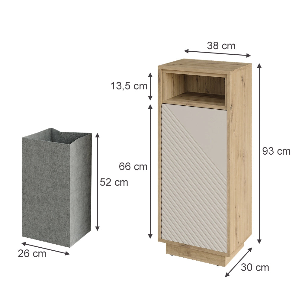 Armadio per biancheria Beatrice Cachemire/Rovere artigianale 38 x 93 cm Vicco