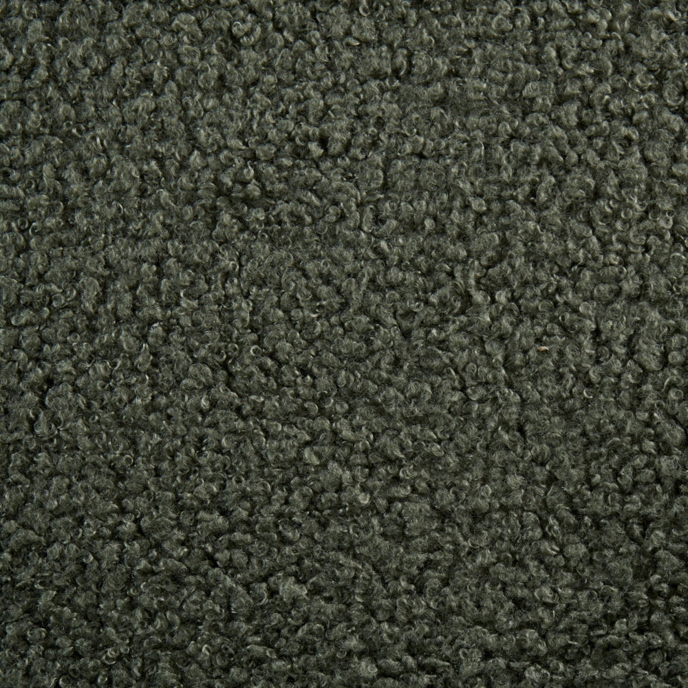 Poltrona verde con rivestimento in bouclé e struttura in metallo stile Century Modern