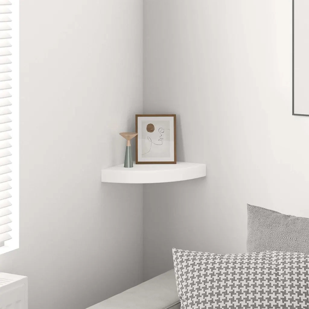 Scaffale Angolare a Parete Bianco 25x25x3,8 cm in MDF cod mxl 53956
