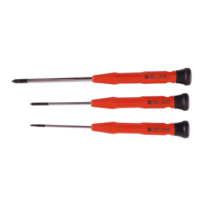 Giraviti Cacciaviti di Precisione Phillips PH000 PH0 PH1 in Acciaio Set 3 Pz