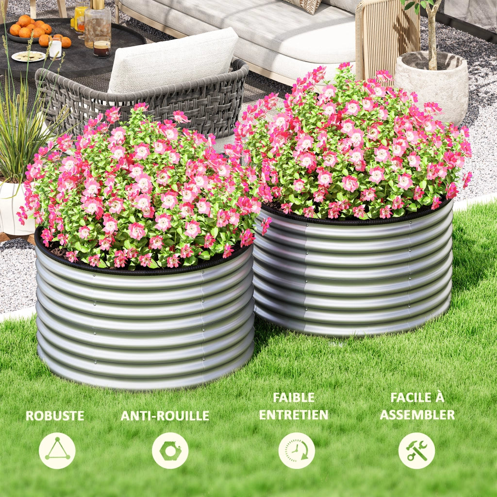 Kit 2 Giardiniere Rialzate ¨C zephmum ¨C Argento Acciaio Galvanizzato 90x90x56 cm