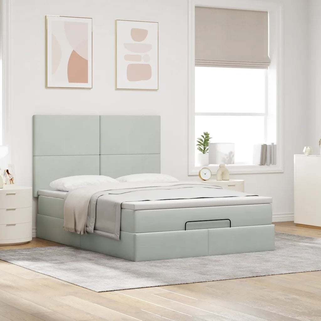 Struttura Letto Pouf con Materassi 140x190 cm Velluto 3313397