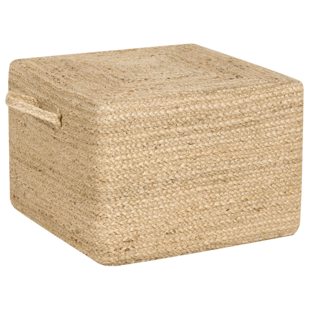 Pouf in juta naturale beige 45 x 45 cm pouf imbottitura in EPS maniglie accessorio boho
