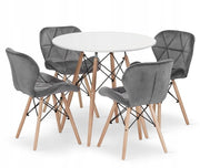 Set da pranzo Valora | Tavolo rotondo bianco KOVA da 80 cm + 4 sedie grigie WAKO