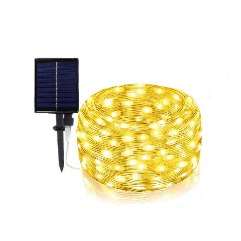 Trade Shop - Striscia Luminosa Led 30 Mt Con Pannello Solare Picchetto Catena Luce Decorazioni Kyp-30 -